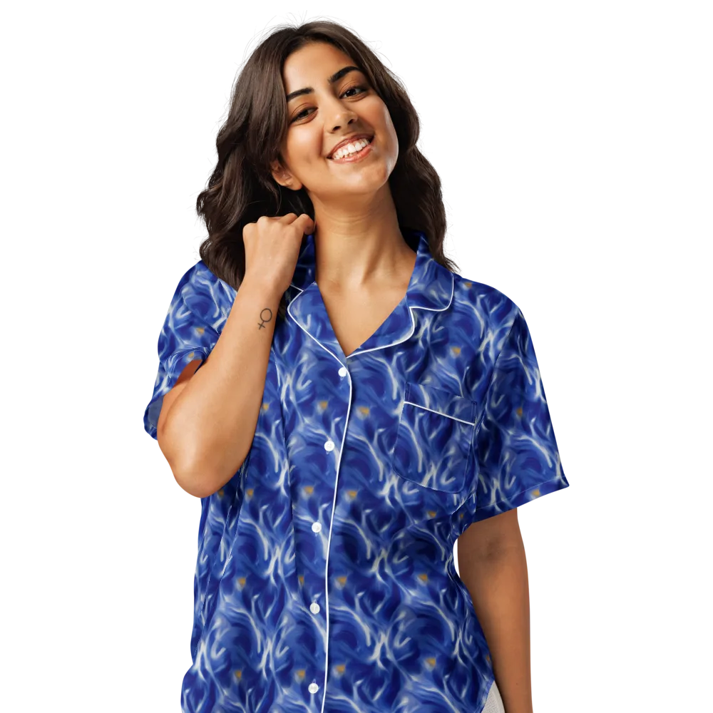 Sapphire Whirl on Women's Short Sleeve Pajama Top — Front