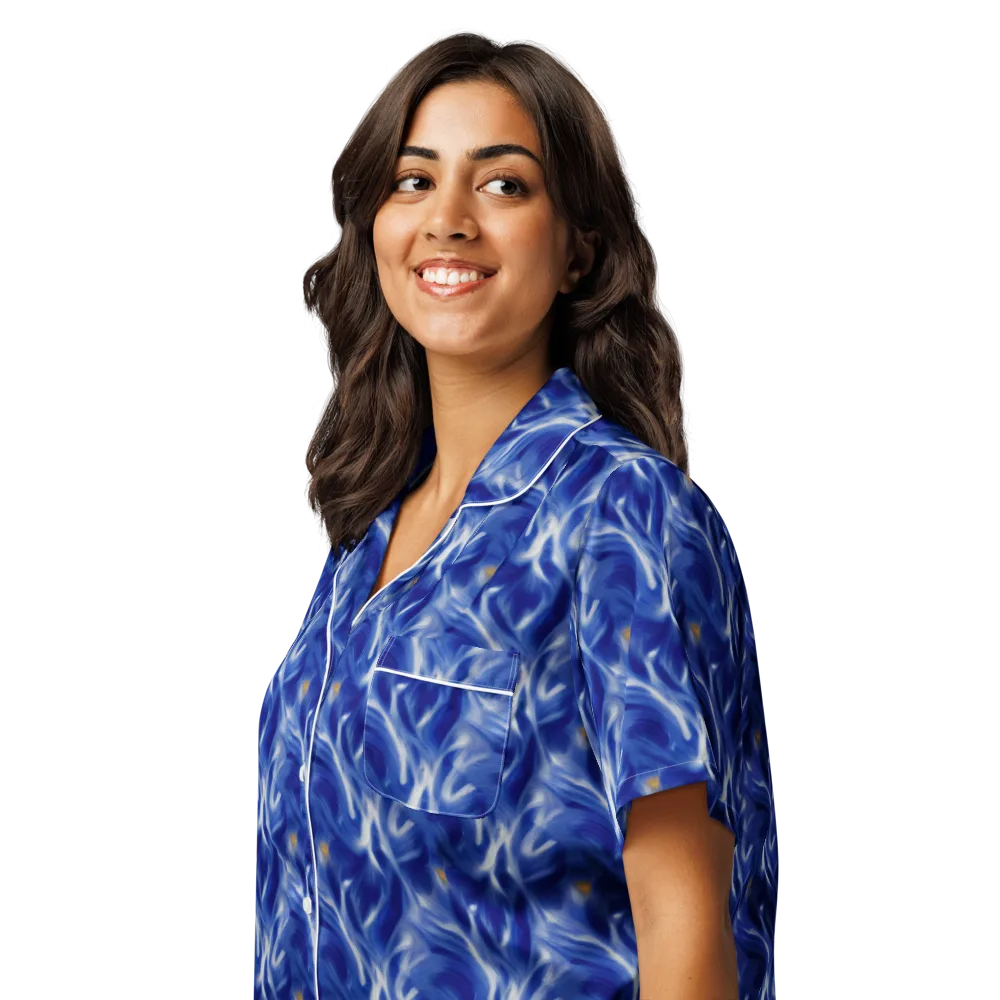 Sapphire Whirl on Women's Short Sleeve Pajama Top — Left Front