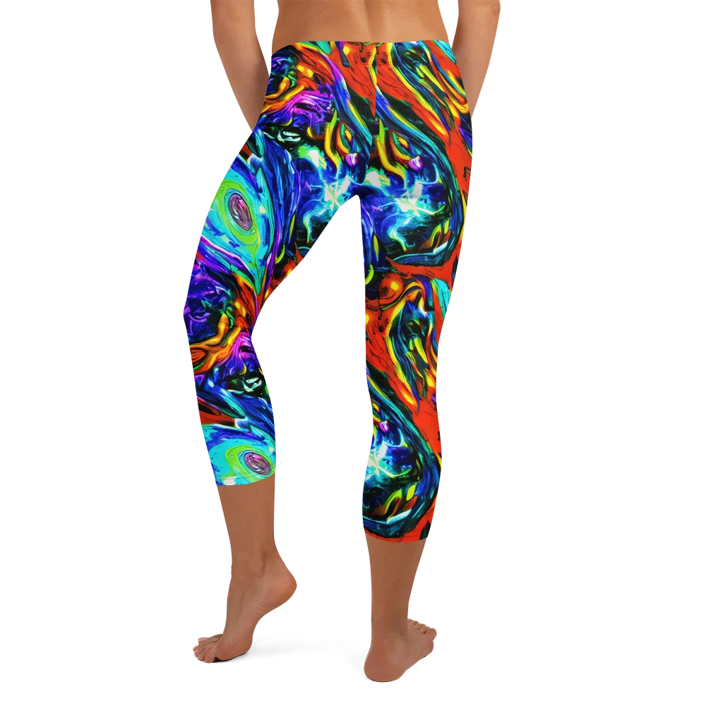 Atomic Marbling on Capri Leggings — Back