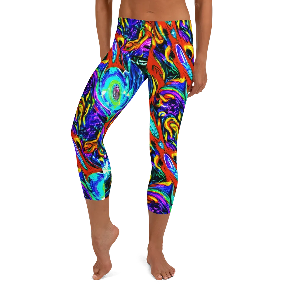Atomic Marbling on Capri Leggings — Front