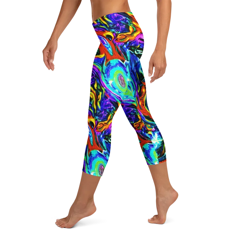 Atomic Marbling on Capri Leggings — Left