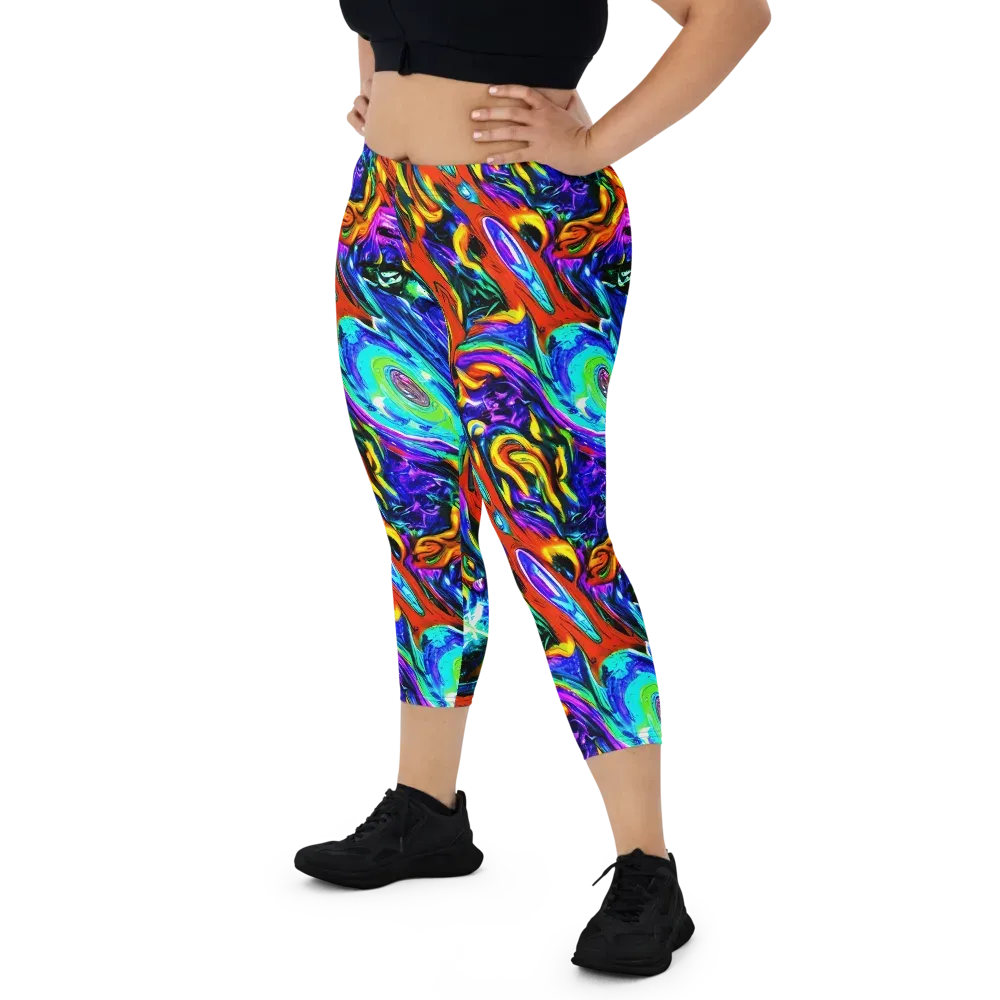 Atomic Marbling on Capri Leggings — Front