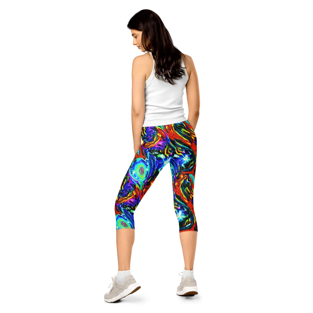 Atomic Marbling on Capri Leggings — Back