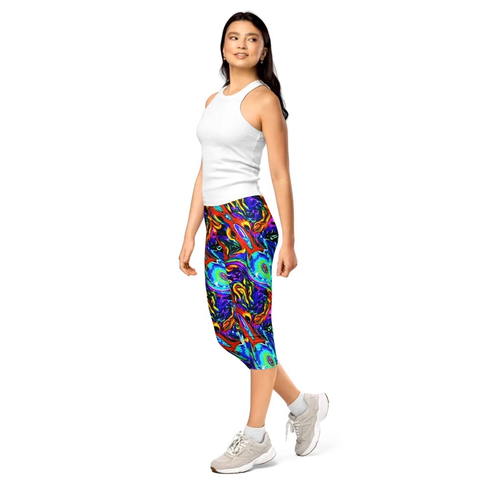 Atomic Marbling on Capri Leggings — Left Front