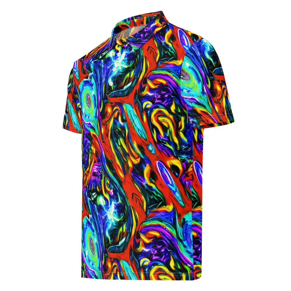 Atomic Marbling on Men's Slim Fit Polo Shirt — Left Front