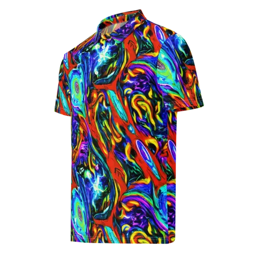 Atomic Marbling on a Men's Slim Fit Polo Shirt