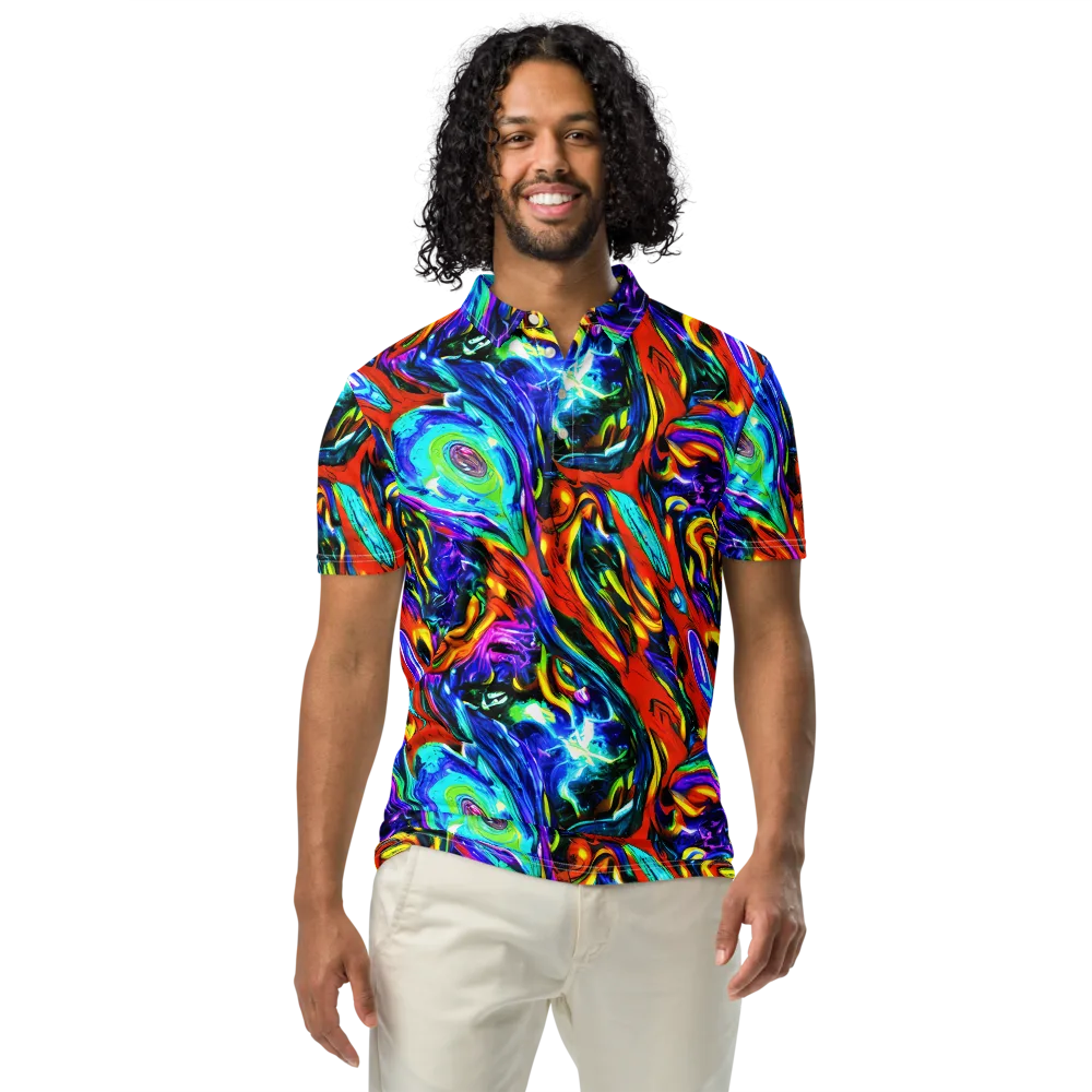 Atomic Marbling on Men's Slim Fit Polo Shirt — Front