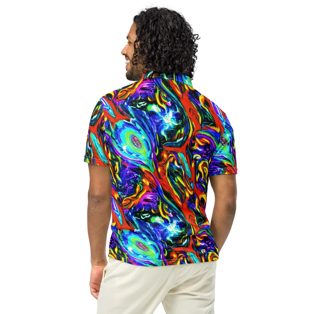 Atomic Marbling on Men's Slim Fit Polo Shirt — Back