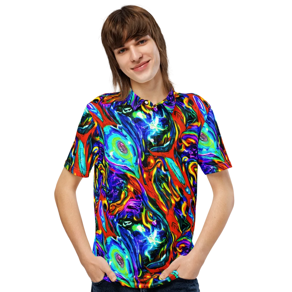 Atomic Marbling on Men's Slim Fit Polo Shirt — Front