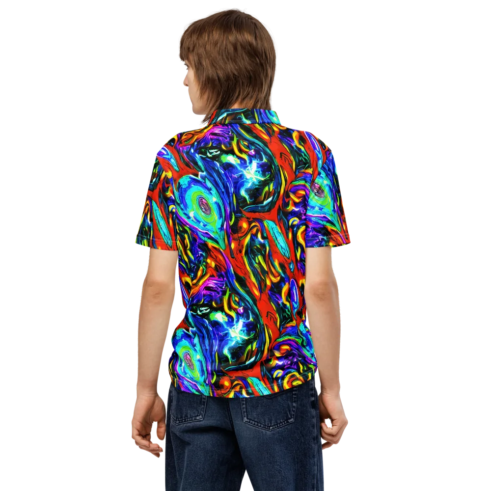 Atomic Marbling on Men's Slim Fit Polo Shirt — Back