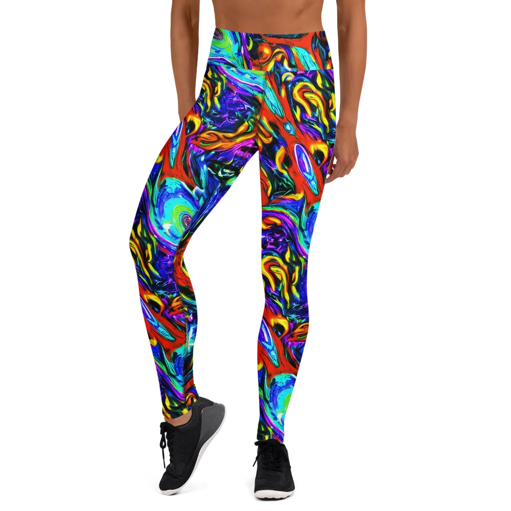 Atomic Marbling on Yoga Leggings — Front