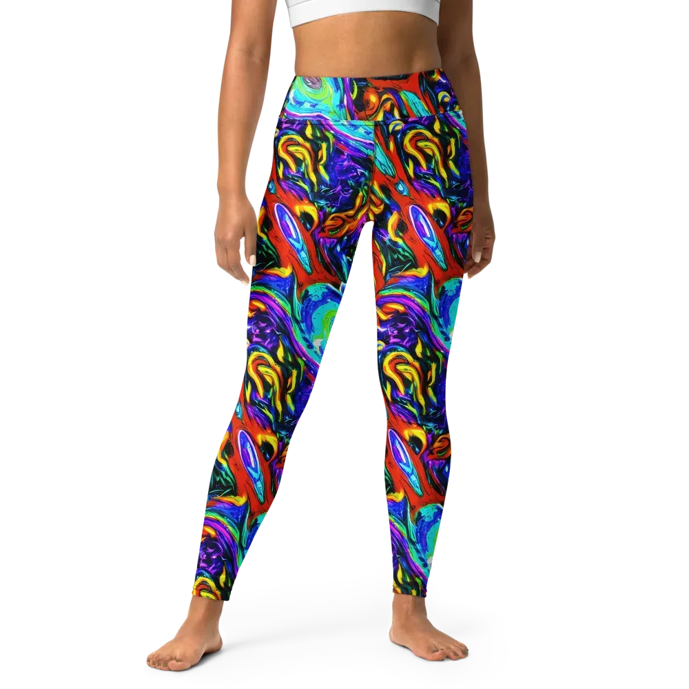 Atomic Marbling on Yoga Leggings — Front