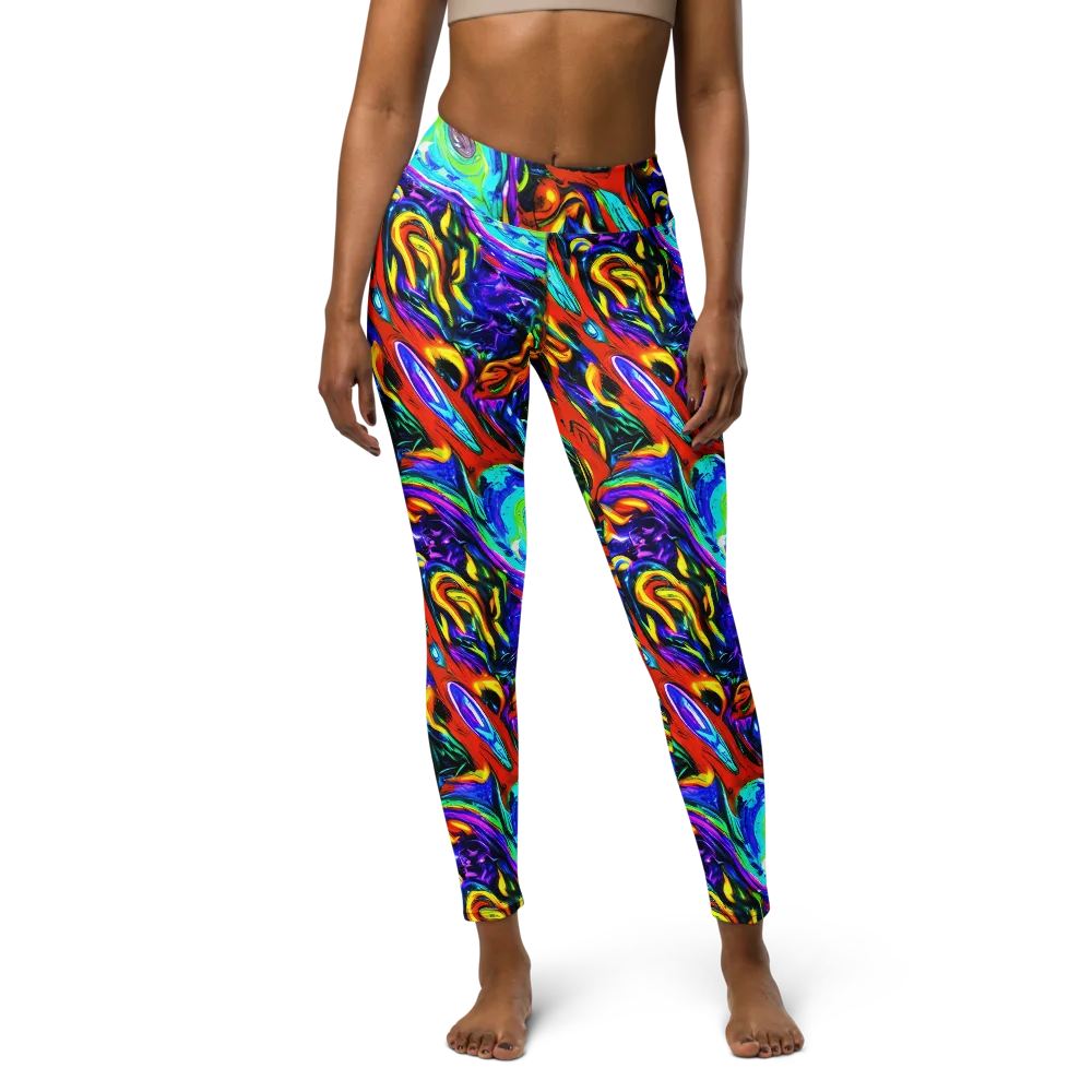 Atomic Marbling on Yoga Leggings — Front