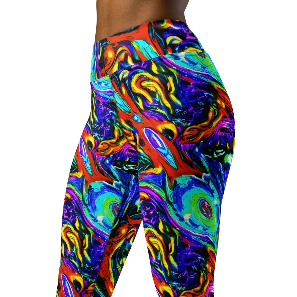 Atomic Marbling on Yoga Leggings — Left Front