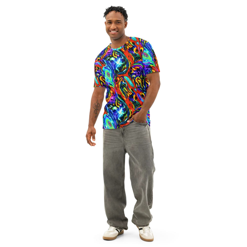 Atomic Marbling on Men's Cotton Crew Neck T-Shirt — Front