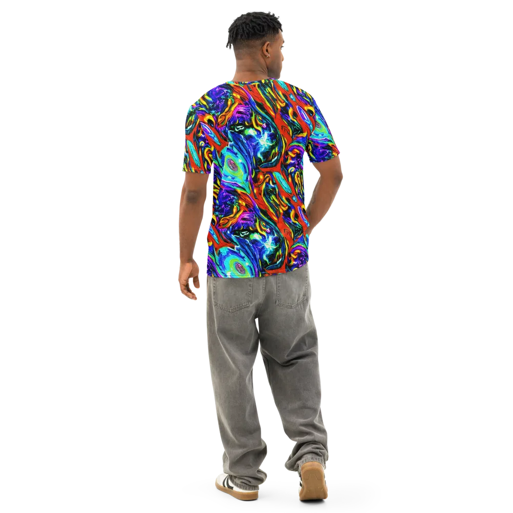 Atomic Marbling on Men's Cotton Crew Neck T-Shirt — Back