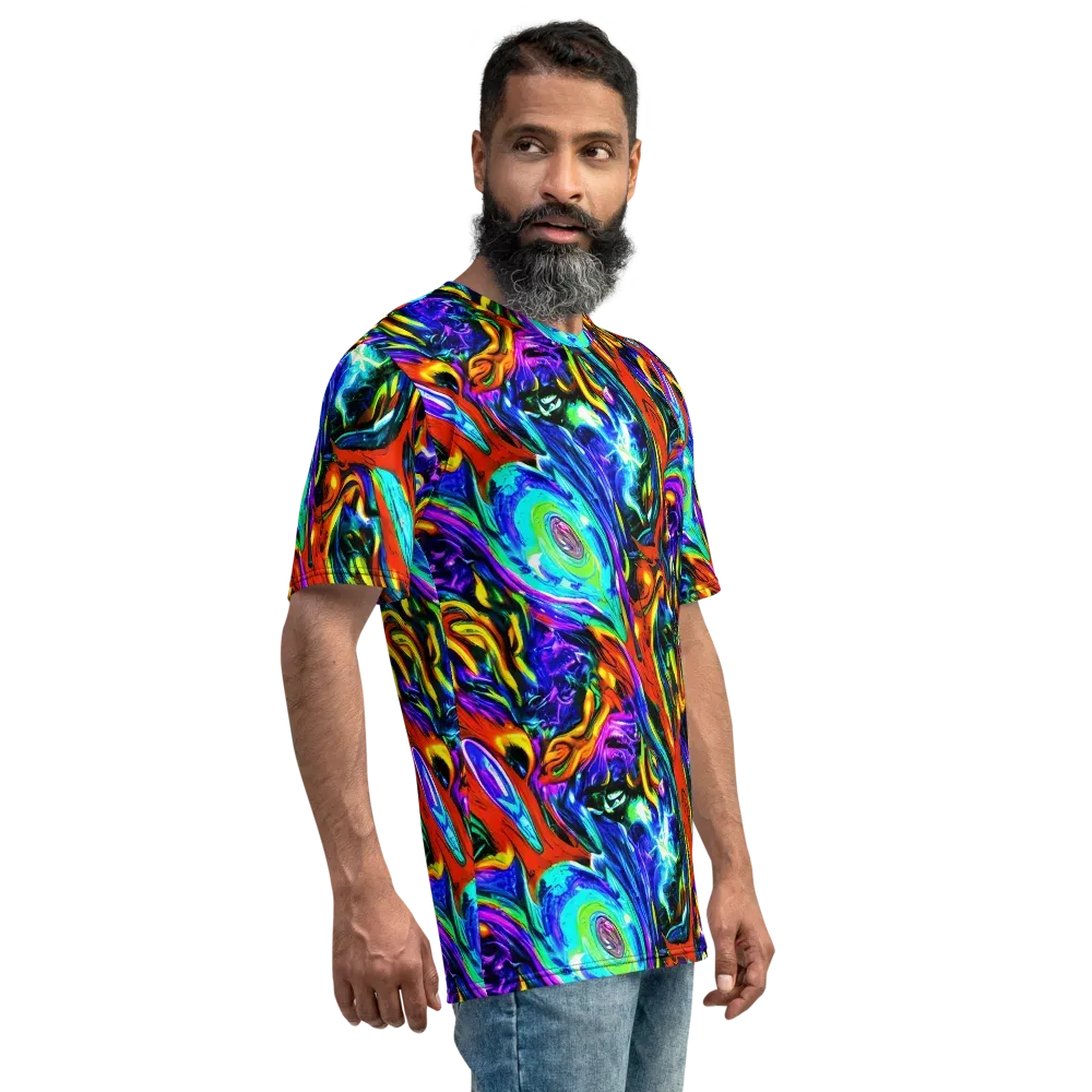 Atomic Marbling on Men's Crew Neck T-Shirt — Right