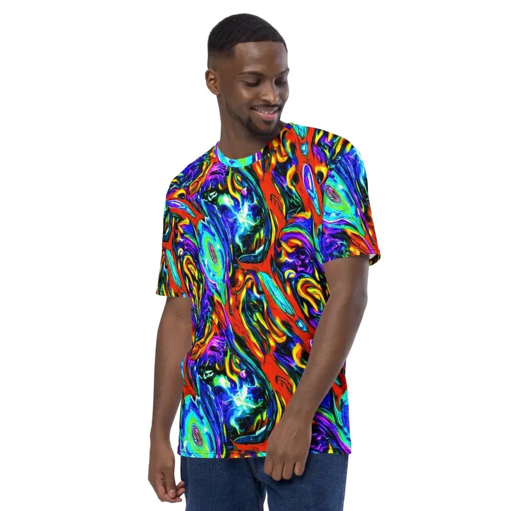 Atomic Marbling on Men's Crew Neck T-Shirt — Left