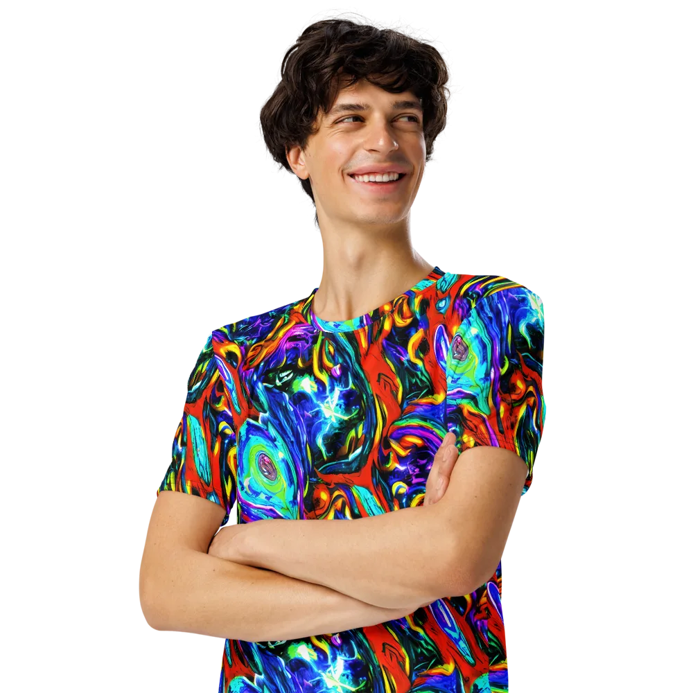 Atomic Marbling on Men's Crew Neck T-Shirt — Left Front