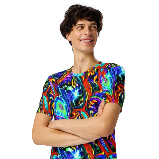Atomic Marbling on a Men's Crew Neck T-Shirt
