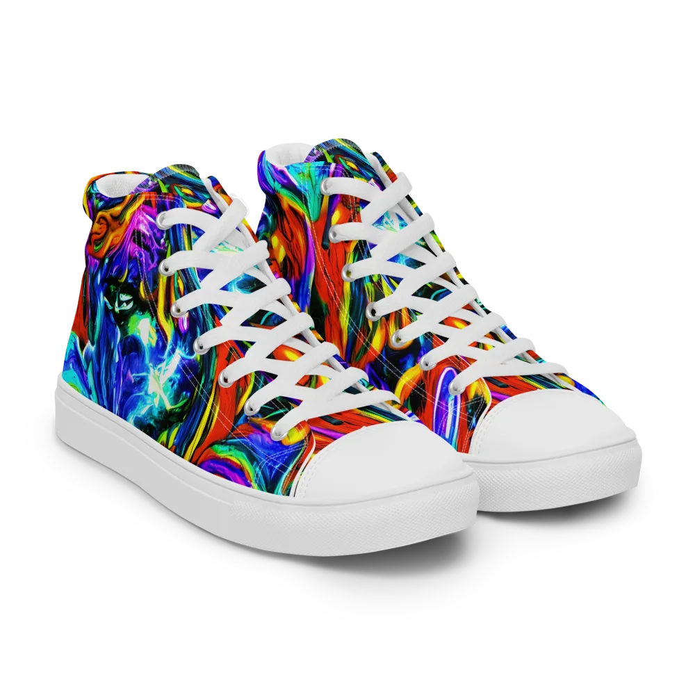 Atomic Marbling on Men's High Top Canvas Shoes — Right Front