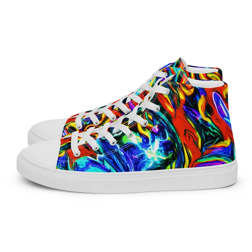 Atomic Marbling on Men's High Top Canvas Shoes — Left
