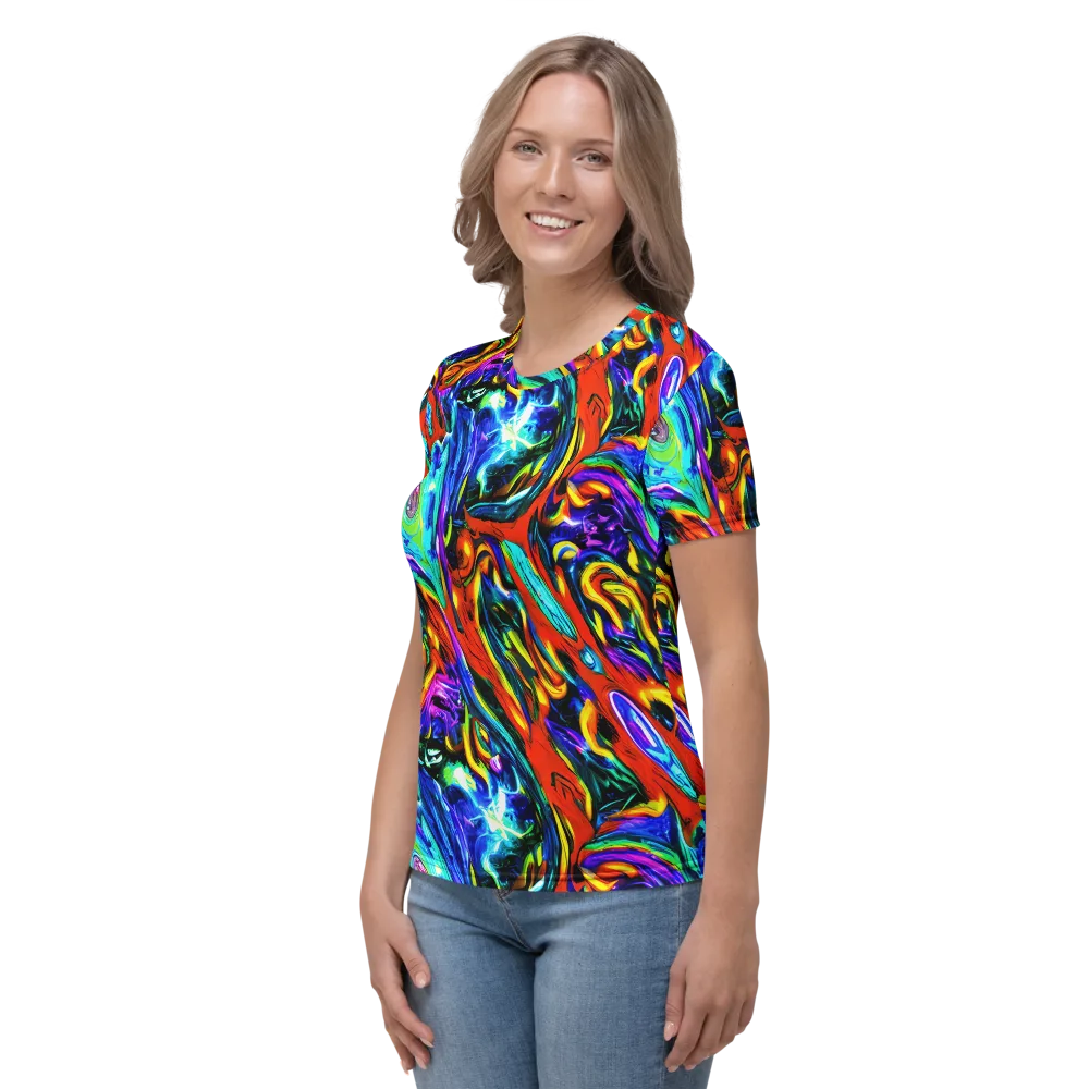 Atomic Marbling on Women's Crew Neck T-Shirt — Left