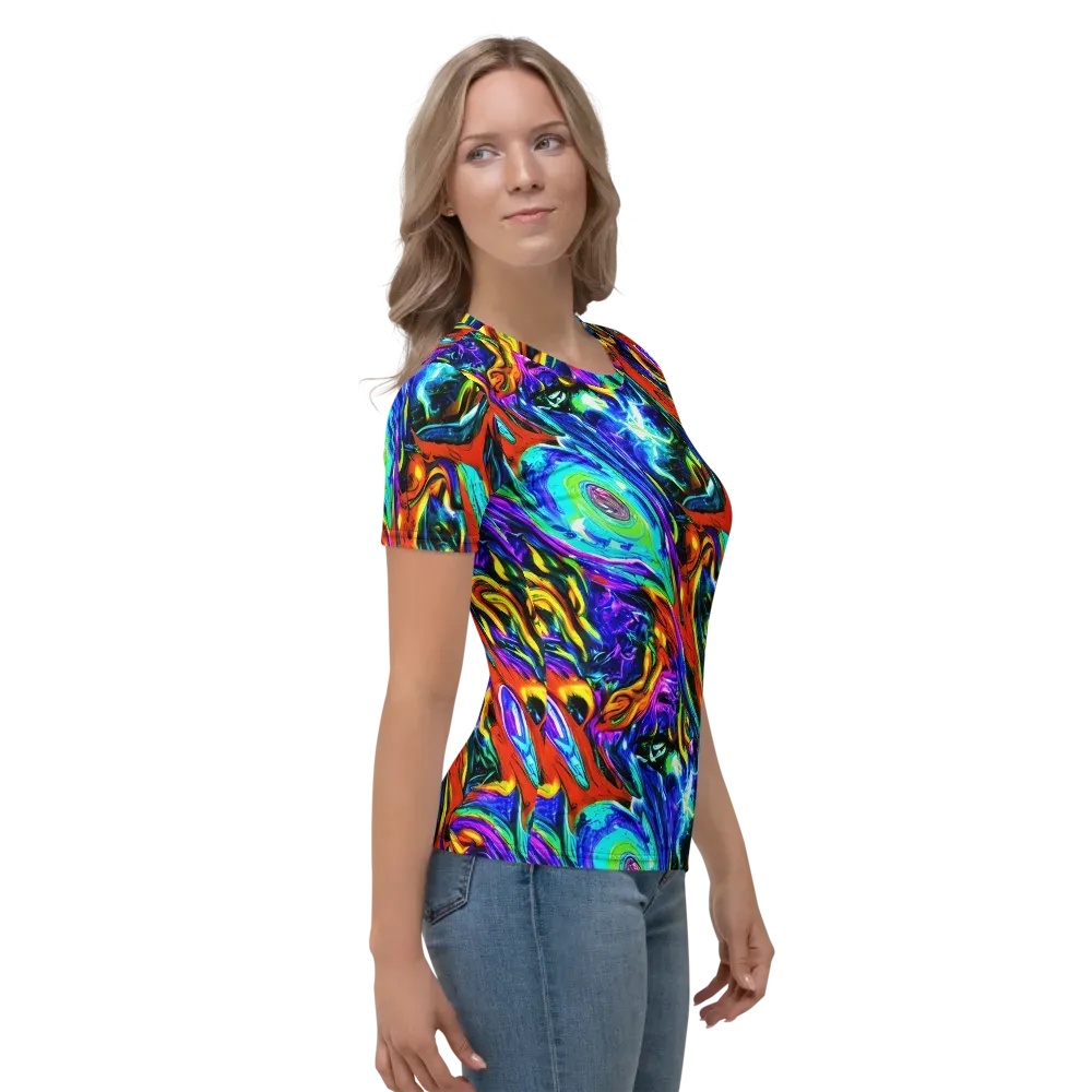 Atomic Marbling on Women's Crew Neck T-Shirt — Right