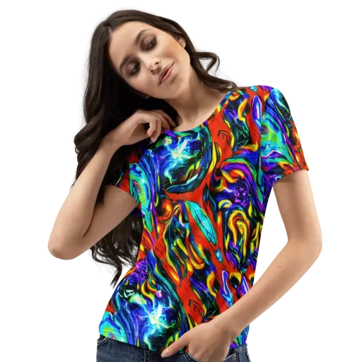 Atomic Marbling on a Women's Crew Neck T-Shirt