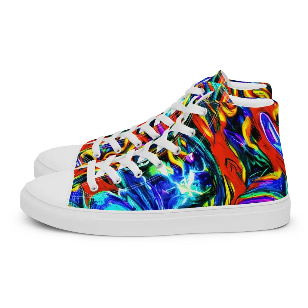 Atomic Marbling on Women's High Top Canvas Shoes — Left