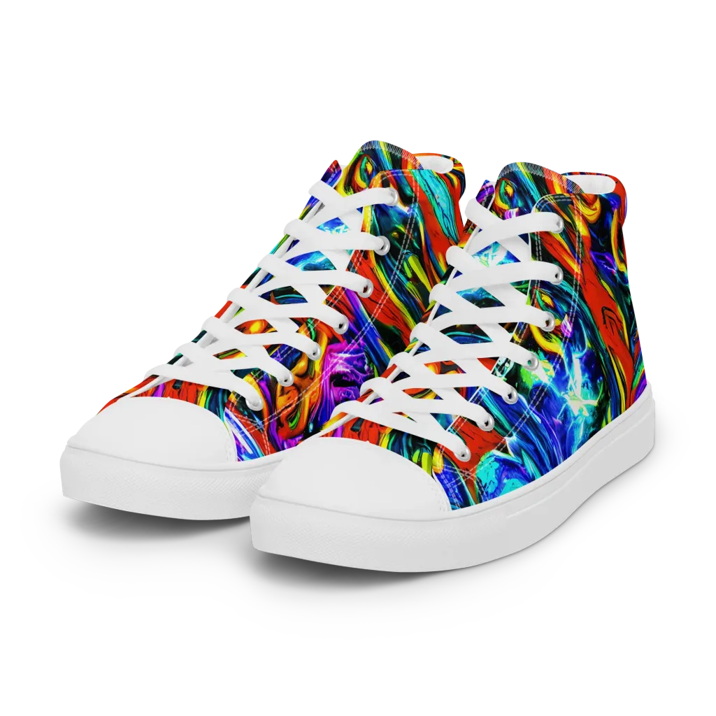Atomic Marbling on Women's High Top Canvas Shoes — Left Front