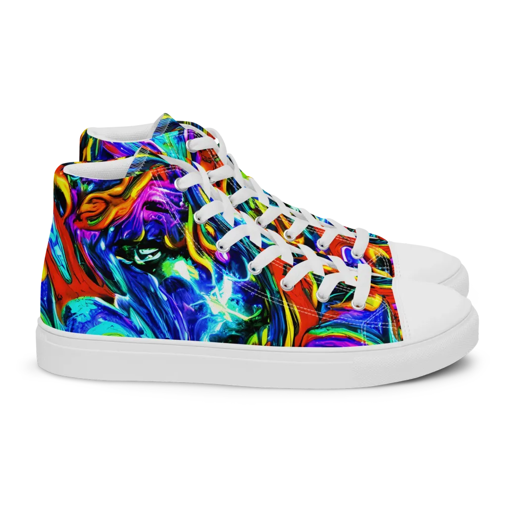 Atomic Marbling on Women's High Top Canvas Shoes — Right