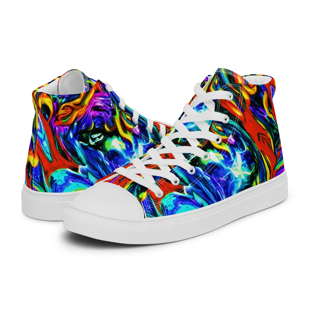 Atomic Marbling on Women's High Top Canvas Shoes — Left