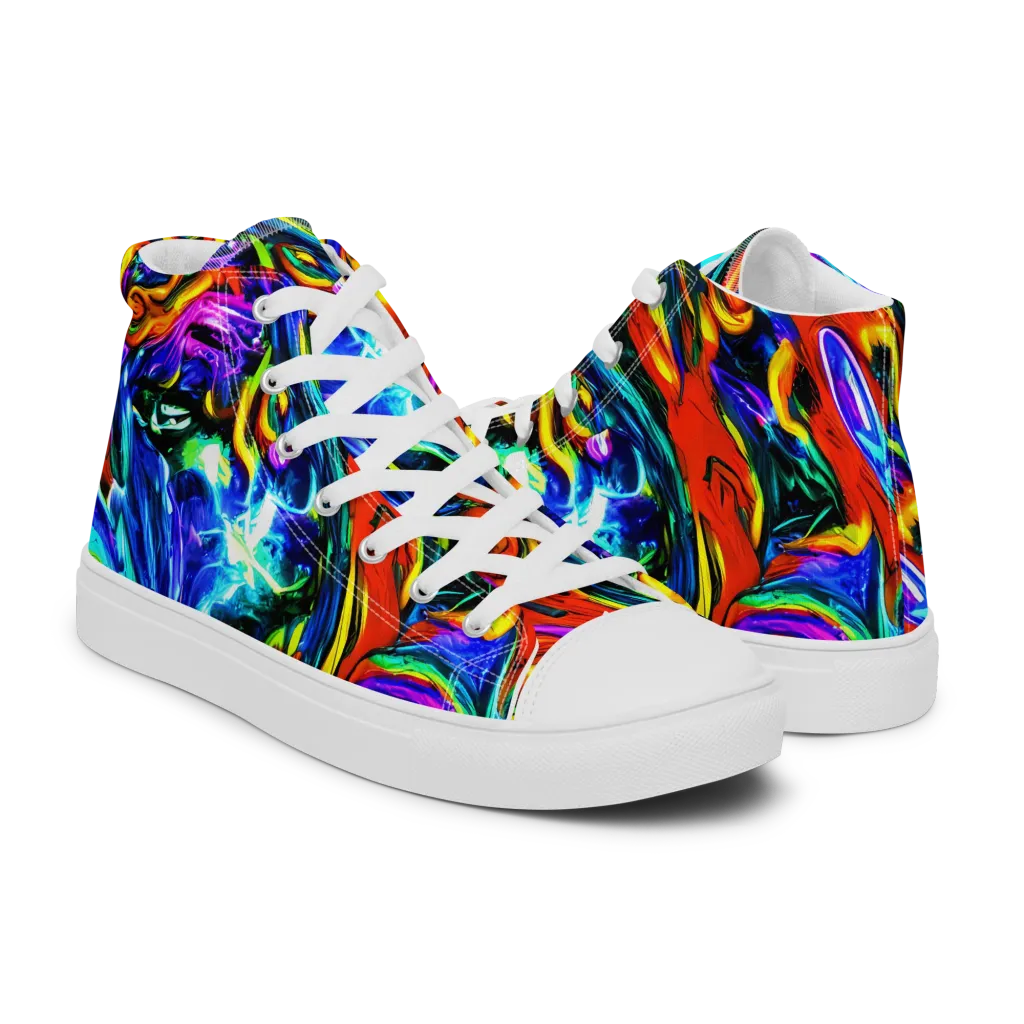 Atomic Marbling on Women's High Top Canvas Shoes — Right