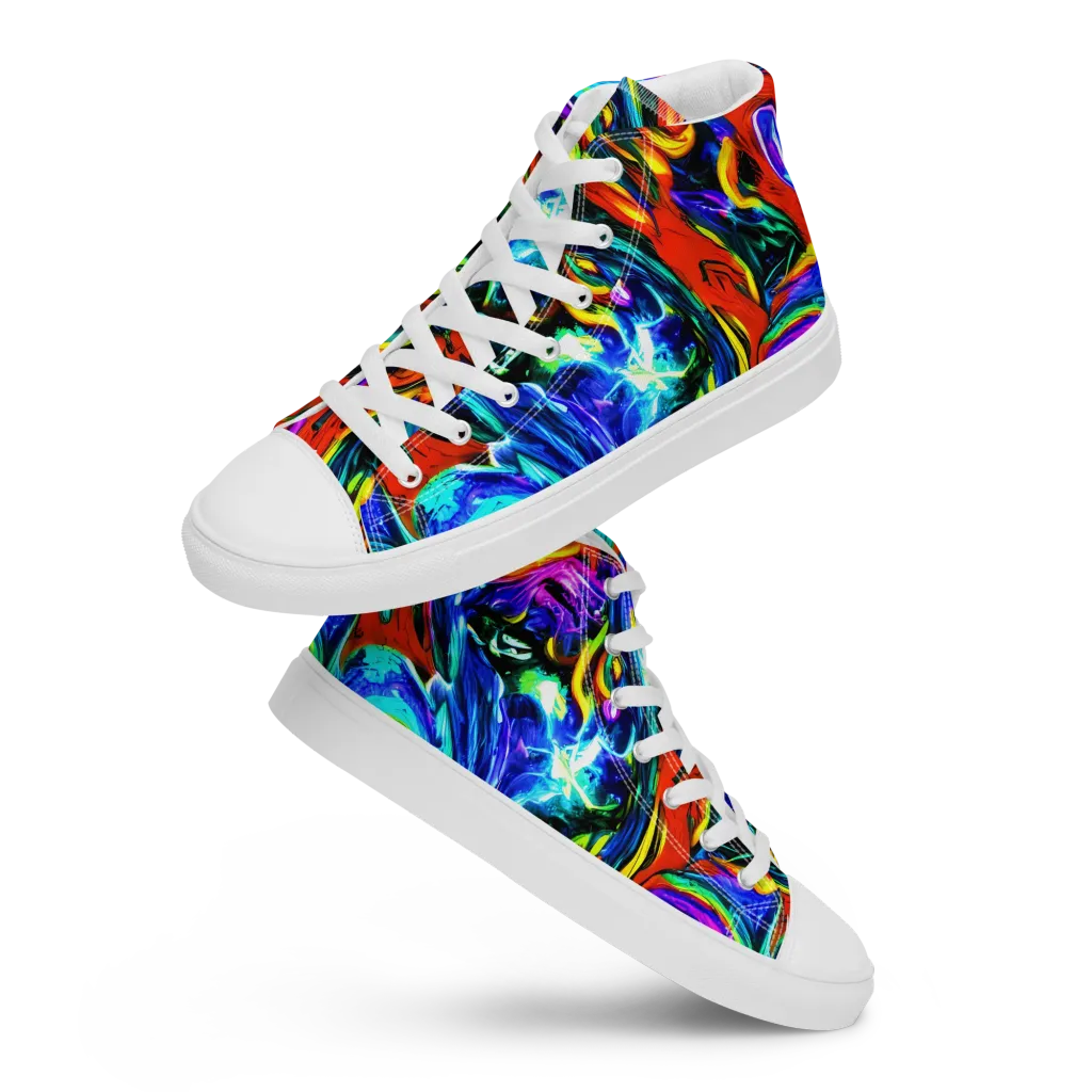 Atomic Marbling on Women's High Top Canvas Shoes — Front
