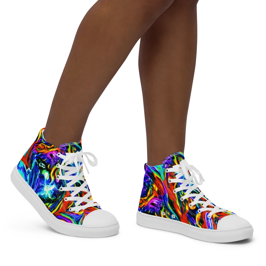 Atomic Marbling on Women's High Top Canvas Shoes — Right