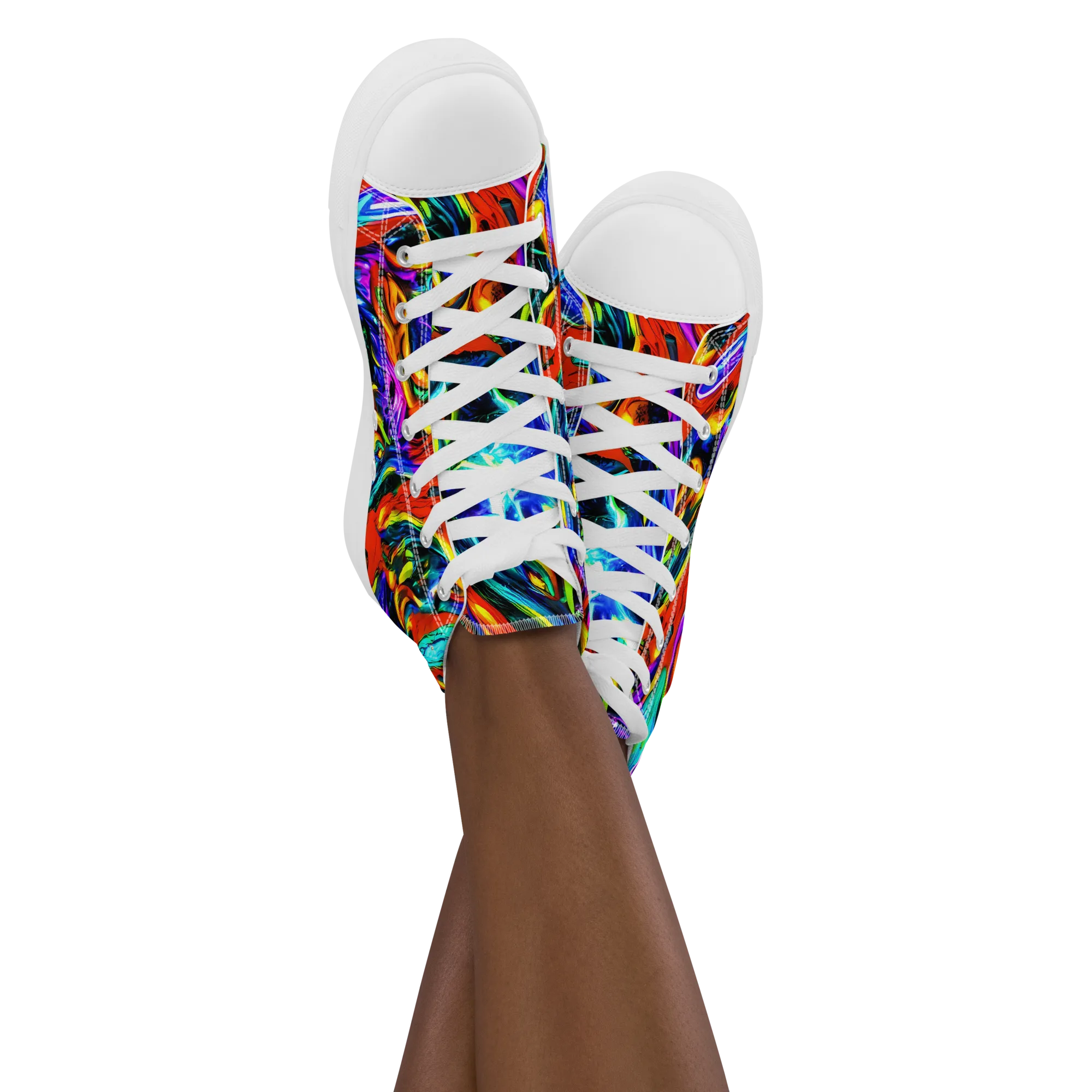 Atomic Marbling on Women's High Top Canvas Shoes — Front