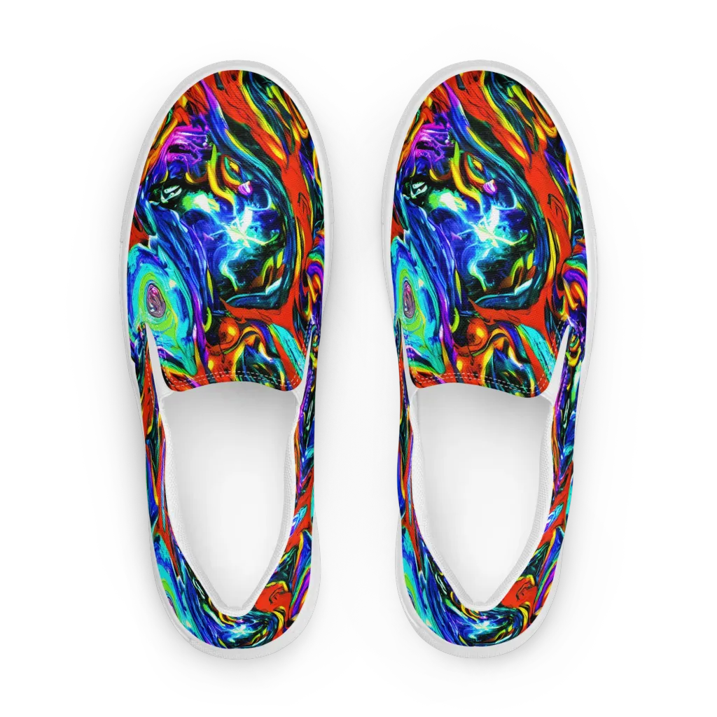 Atomic Marbling on Men's Slip-On Canvas Shoes — Front