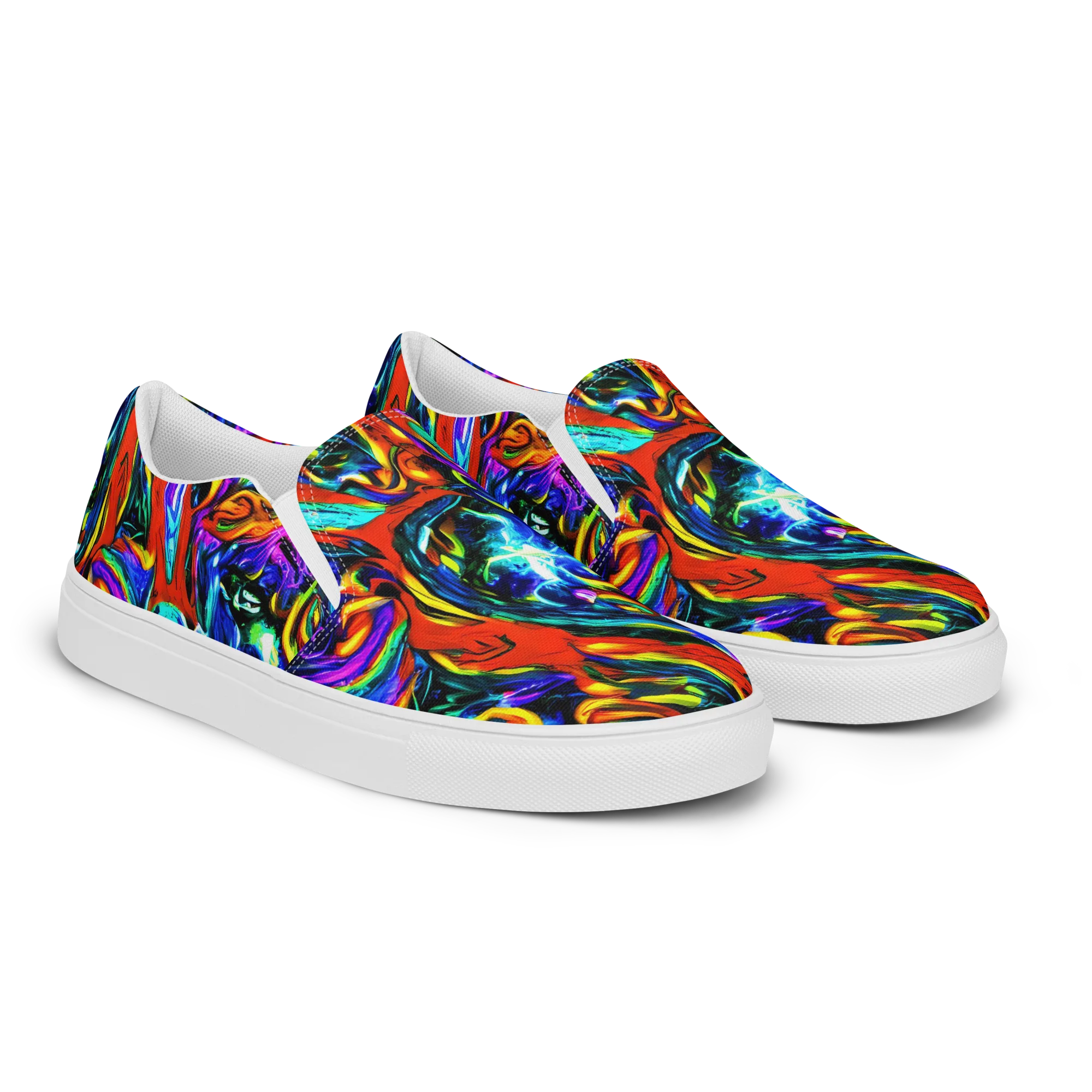 Atomic Marbling on Men's Slip-On Canvas Shoes — Right Front