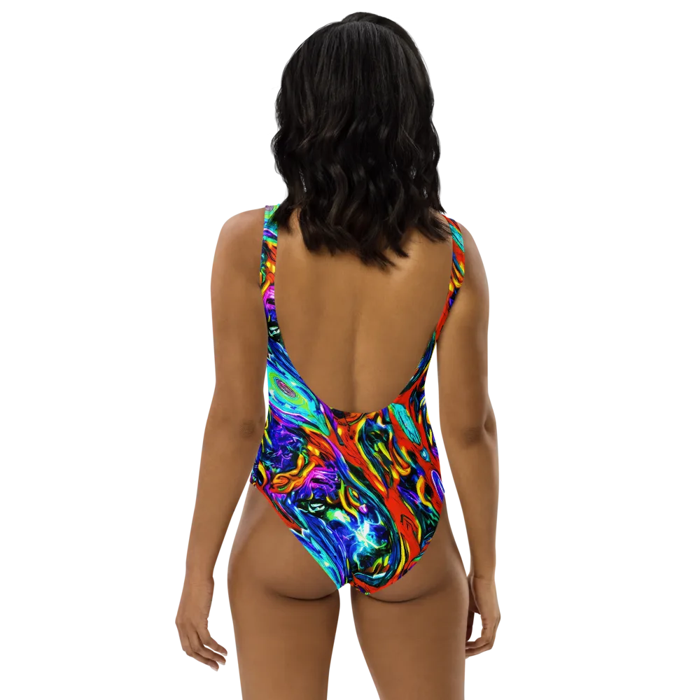 Atomic Marbling on One-Piece Swimsuit — Back
