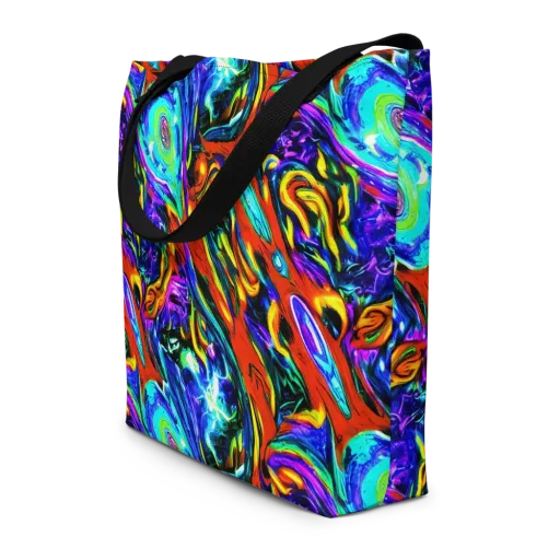 Atomic Marbling on a Large Tote Bag W/ Pocket