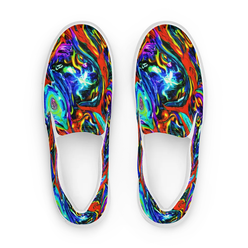 Atomic Marbling on Women's Slip-On Canvas Shoes — Front
