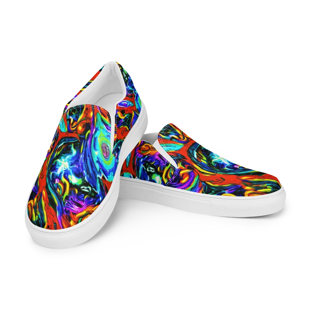 Atomic Marbling on Women's Slip-On Canvas Shoes — Left Front