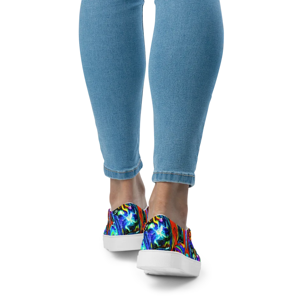 Atomic Marbling on Women's Slip-On Canvas Shoes — Back