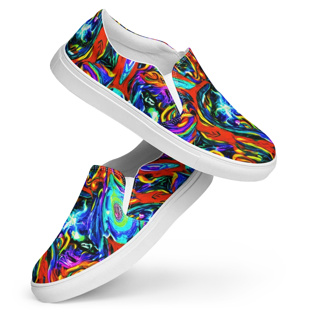 Atomic Marbling on Women's Slip-On Canvas Shoes — Front