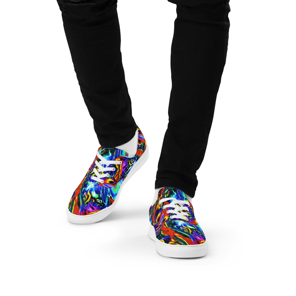 Atomic Marbling on Men's Lace-Up Canvas Shoes — Front