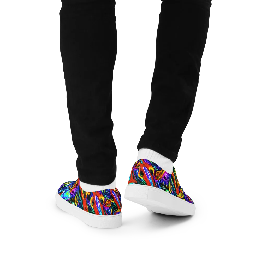 Atomic Marbling on Men's Lace-Up Canvas Shoes — Back