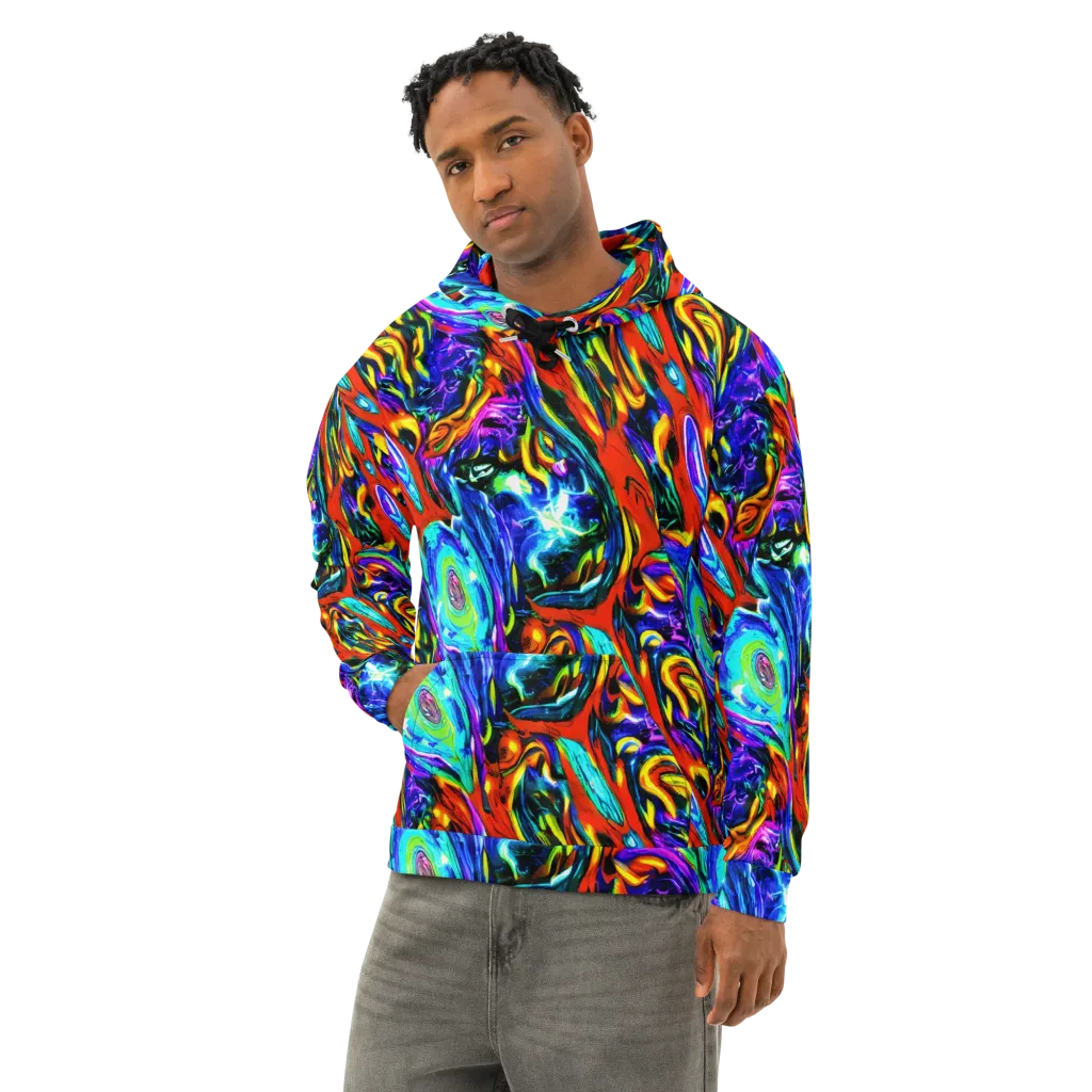 Atomic Marbling on Cotton Hoodie — Left Front