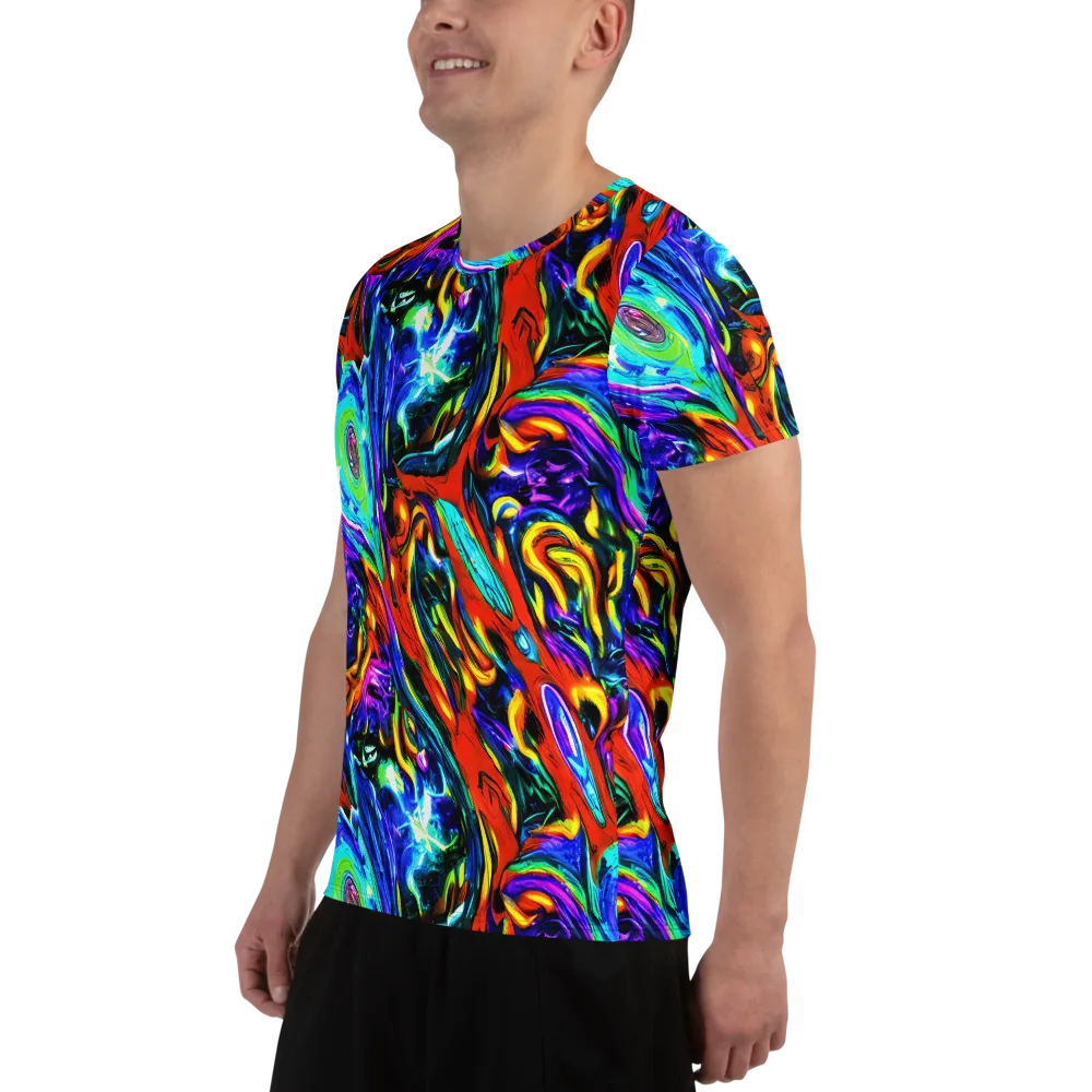 Atomic Marbling on Men's Athletic T-Shirt — Left