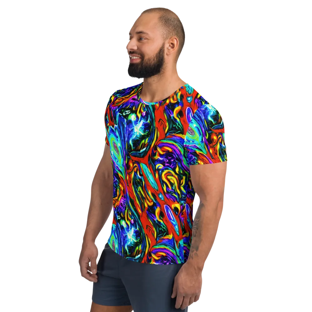 Atomic Marbling on Men's Athletic T-Shirt — Left